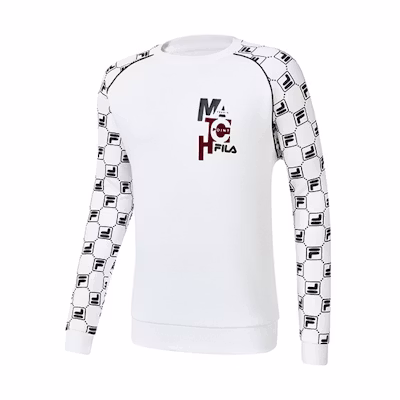 FILA Athletics Loose Fit Logo Knit Pullover Sweatshirt Jade White A11M233206F-WT