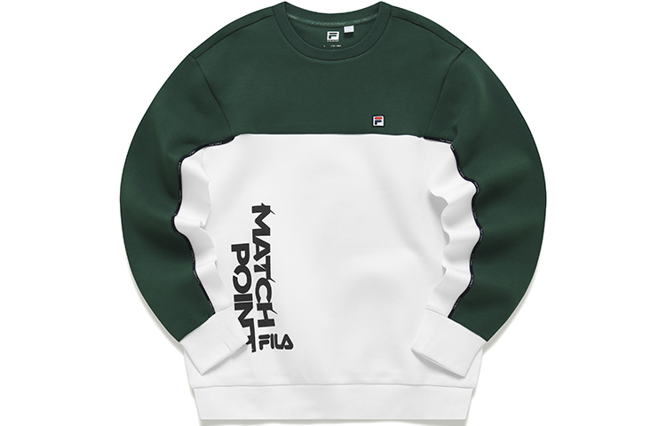 FILA Athletics Men’s Colorblock Printed Knit Pullover Sweatshirt Pine Green A11M213201F-DG