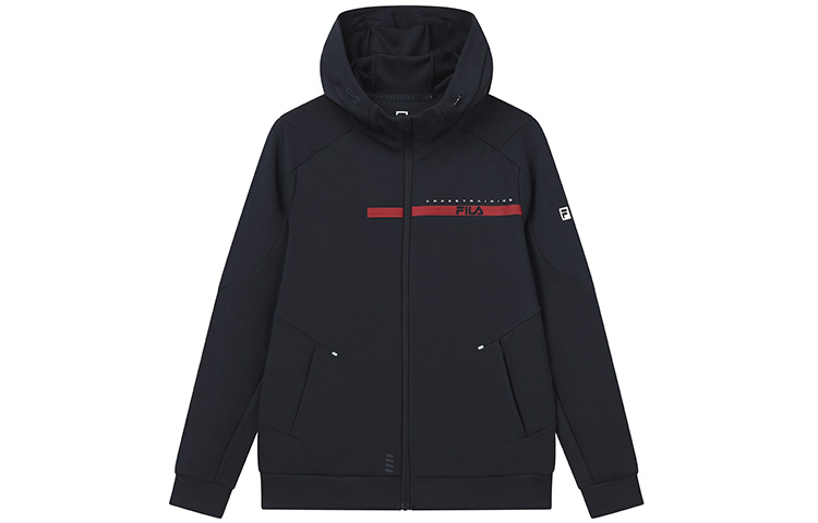 FILA Athletics Printed Logo Knit Hoodie Jacket RD Blue A11M211503FNV