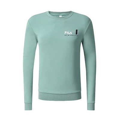 FILA Athletics Pullover Knit Sweatshirt with Logo Print - Mineral Blue A11M241220FDB