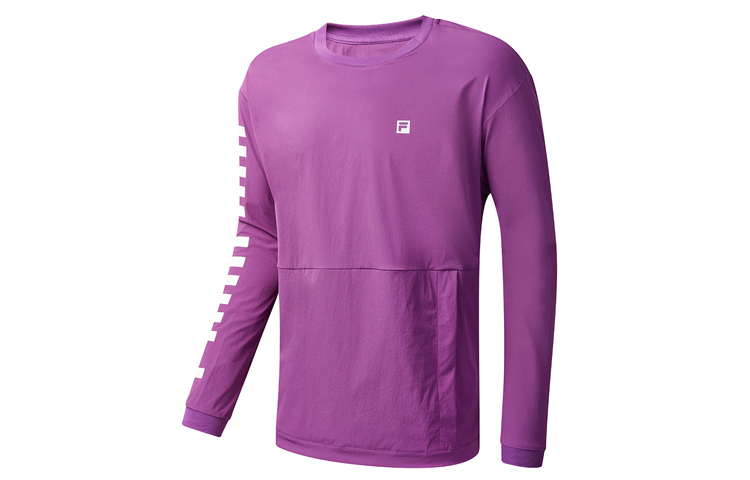 FILA Athletics Purple Crewneck Pullover Sweatshirt with Sleeve Print A11M031224F-PU