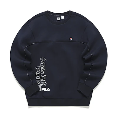 FILA Athletics RD Blue Printed Knit Pullover Sweatshirt A11M213201F-NV