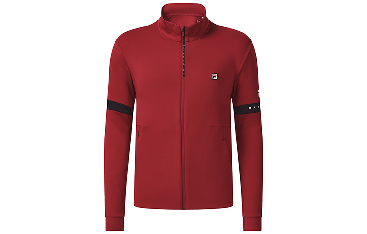 FILA Athletics Retro Logo Colorblock Knit Jacket Rust Red Mens A11M233503F-RD