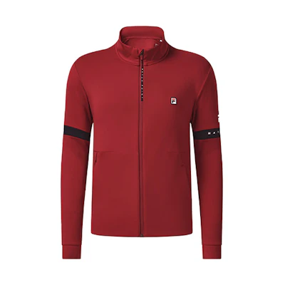 FILA Athletics Retro Logo Colorblock Knit Jacket Rust Red Mens A11M233503F-RD