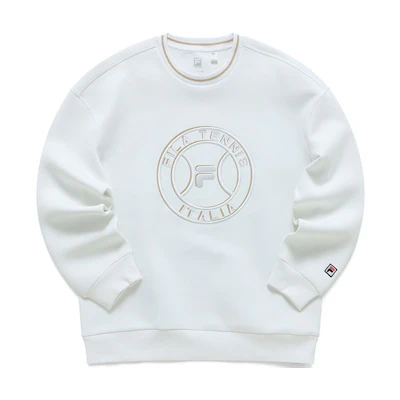FILA Athletics Retro Logo Patchwork Pullover Sweatshirt White - A11M143215F-WT