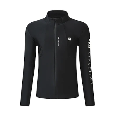 FILA Athletics Running Fitness Logo Knit Jacket - Dark Black A11M231501FBK