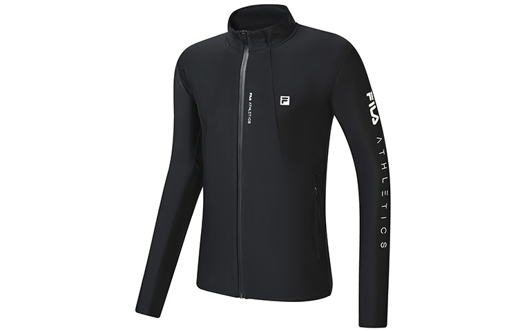 Shop FILA 运动跑步健身针织Logo夹克 - 黑色 A11M231501FBK