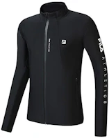 Shop FILA Athletics Running Fitness Logo Knit Jacket - Dark Black A11M231501FBK