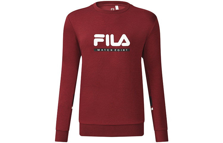 FILA Athletics Rust Red Logo Print Loose Fit Knit Pullover Sweatshirt A11M233202F-RD