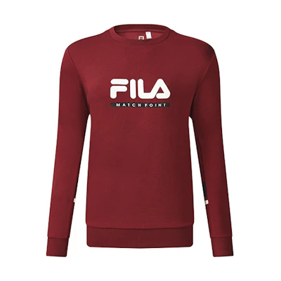 FILA Athletics Rust Red Logo Print Loose Fit Knit Pullover Sweatshirt A11M233202F-RD