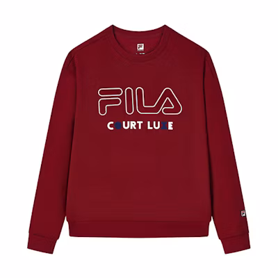 FILA Athletics Rust Red Pullover Sweatshirt for Men with Letter Print A11M133221F-RD