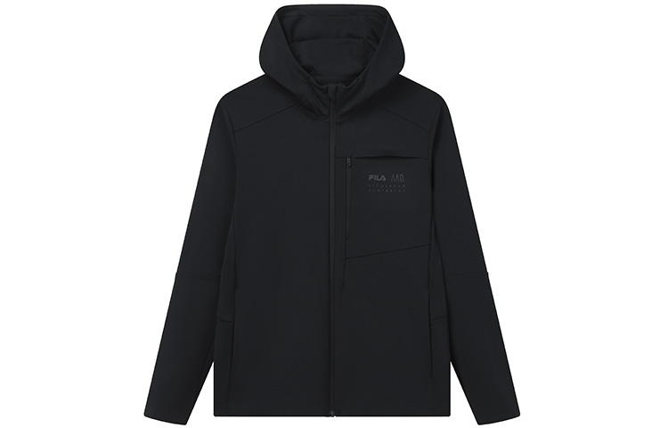 FILA Athletics Solid Black Knit Hooded Jacket A11M211511F-BK