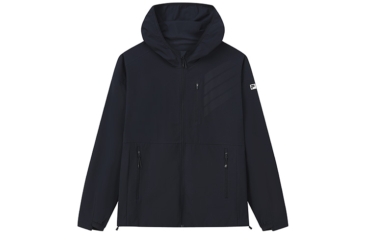 FILA Athletics Solid Blue Hooded Windbreaker Jacket Casual Sportswear A11M221701F-NV