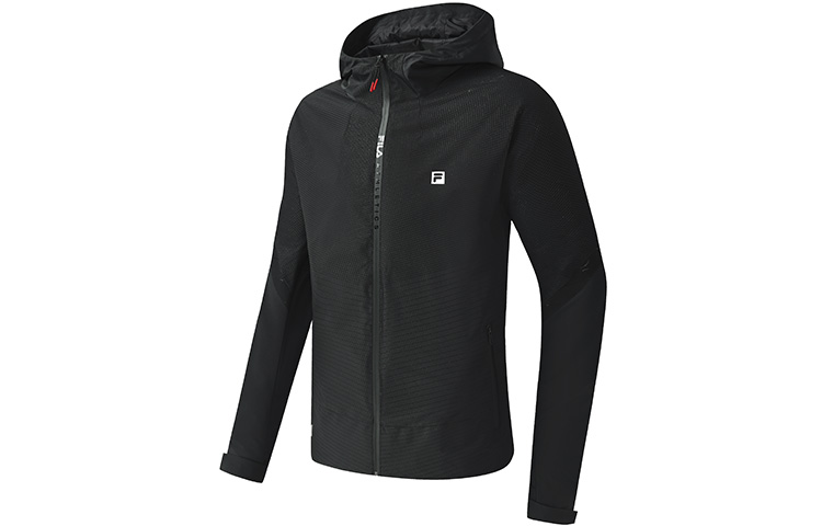 FILA Athletics Solid Color Hooded Running Jacket Black Fall/Spring A11M311706F-BK