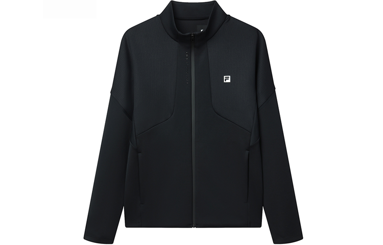 FILA Athletics Solid Color Knit Logo Jacket Black for Men A11M211505F-BK