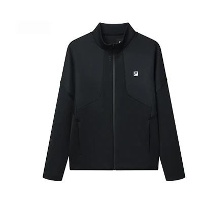 FILA Athletics Solid Color Knit Logo Jacket Black for Men A11M211505F-BK