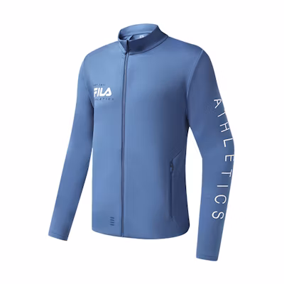 FILA Athletics Solid Color Stand Collar Utility Jacket with Zipper Pockets A11M311501F-DB