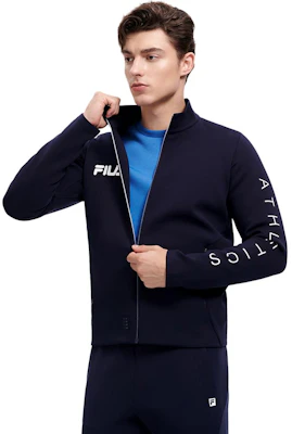 FILA 運動純色拉鏈跑步外套 深藍色 A11M311501FNV Shop FILA 運動純色拉鏈跑步外套 深藍色 A11M311501FNV