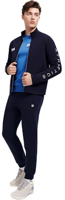 FILA 運動純色拉鏈跑步外套 深藍色 A11M311501FNV Sizing FILA 運動純色拉鏈跑步外套 深藍色 A11M311501FNV