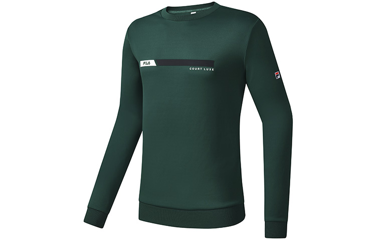 FILA Athletics Tennis Sweatshirt Logo Knit Pullover Dark Green A11M243207F-DG