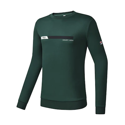 FILA Athletics Tennis Sweatshirt Logo Knit Pullover Dark Green A11M243207F-DG