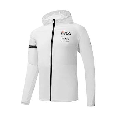 FILA Athletics White Logo Print Hooded Woven Jacket for Men A11M021703FWT