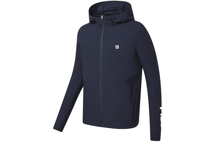 FILA Athletics Windproof Woven Jacket with Logo Print - Navy Blue A11M313702F-NV