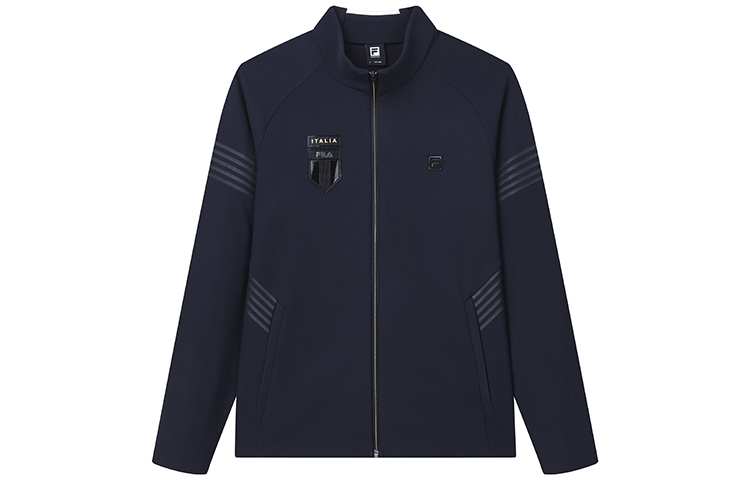 FILA Athletics Winter Blue Letter Print Fleece-Lined Jacket A11M211507F-NV