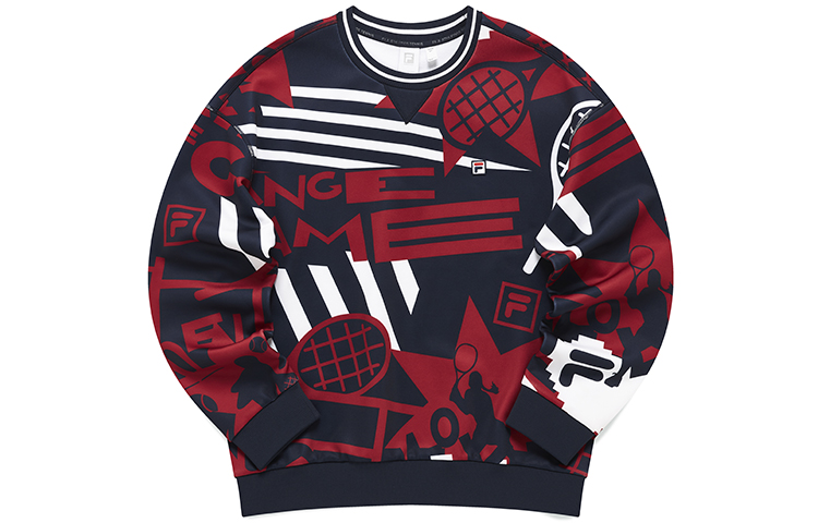 FILA Athletics Winter Fleece Pullover Sweatshirt All-Over Print A11M143212F-ZA