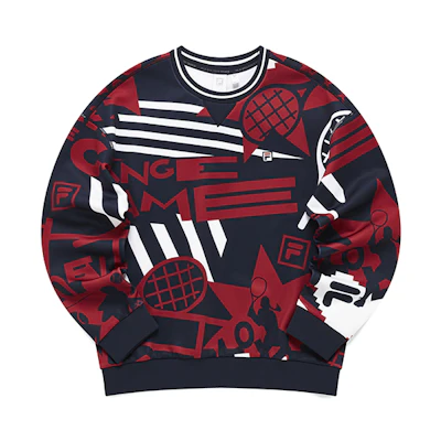 FILA Athletics Winter Fleece Pullover Sweatshirt All-Over Print A11M143212F-ZA