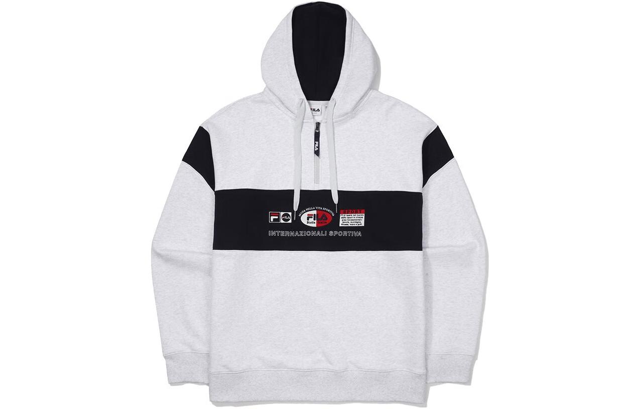 FILA Autumn Print Letter Hoodie Unisex Pullover Sweatshirt - Gray FS2POF1114X-WTM