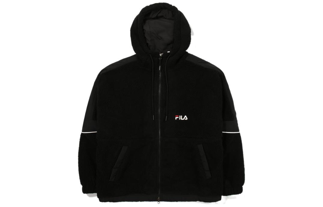 FILA Back Logo Embroidered Zip Hoodie Jacket Unisex Black FS2PLE4104X-BLK