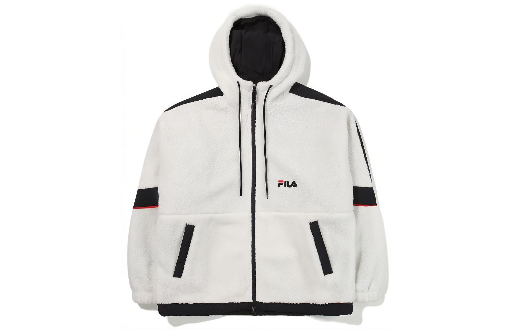 FILA Back Logo Embroidered Zip Hoodie Jacket Unisex - White FS2PLE4104X-OWH
