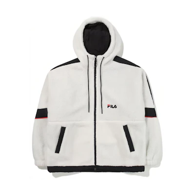 FILA Back Logo Embroidered Zip Hoodie Jacket Unisex - White FS2PLE4104X-OWH