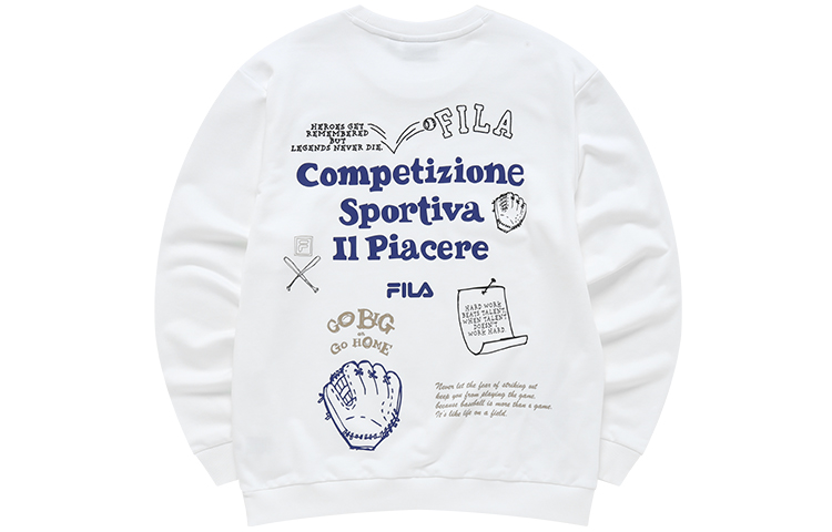 FILA Back Print Crewneck Knit Pullover Sweatshirt Standard White T11M142205F-WT