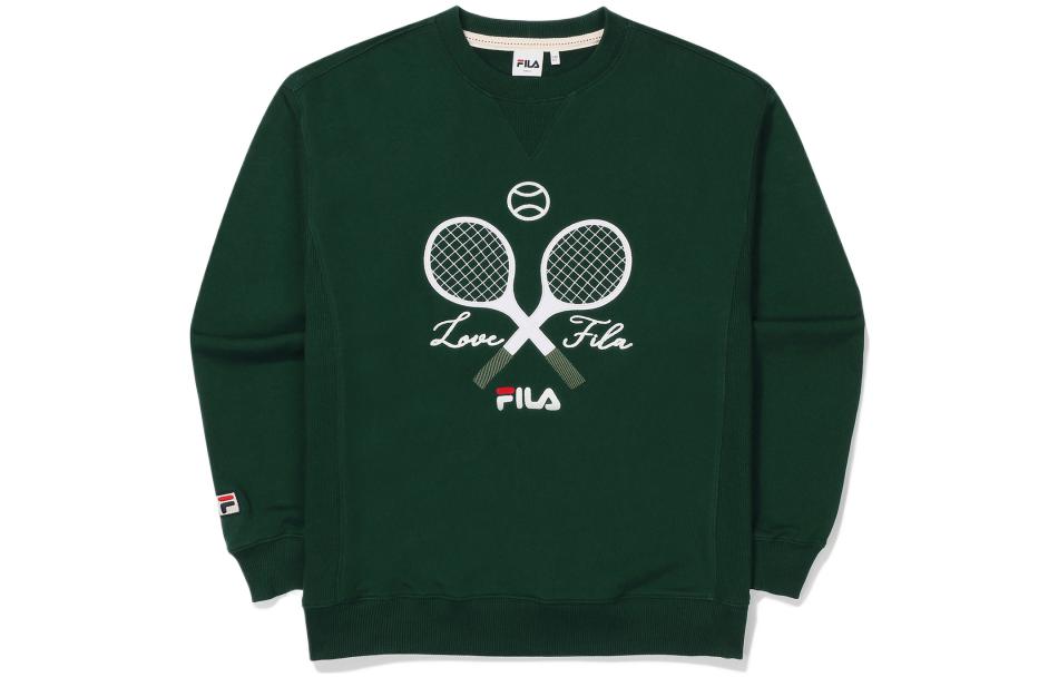 FILA Badminton Racket Logo Print Green Crewneck Sweatshirt Unisex FS2POE3301X-FGR