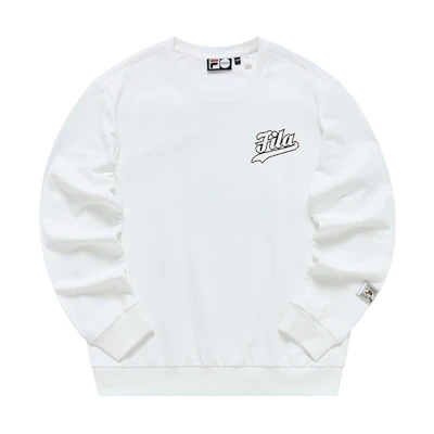 FILA Baseball Letter Graphic Pullover Sweatshirt - Standard White T11M112207F-WT
