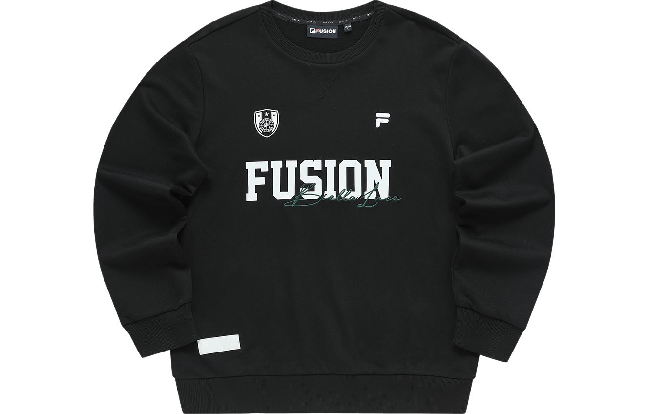 FILA Baseball Series Black Pullover Sweatshirt with Large Logo Print T11M335204F-BK