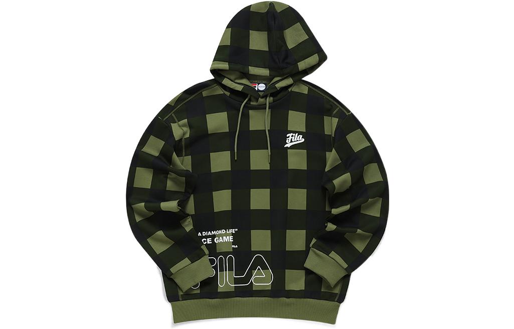 FILA Baseball Series Green Plaid Graphic Hoodie T11M212205F-GN