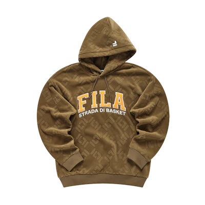 FILA BASEBALL Series Loose Fit Knit Hoodie with Letter Logo - Brown T11M315202F-DR