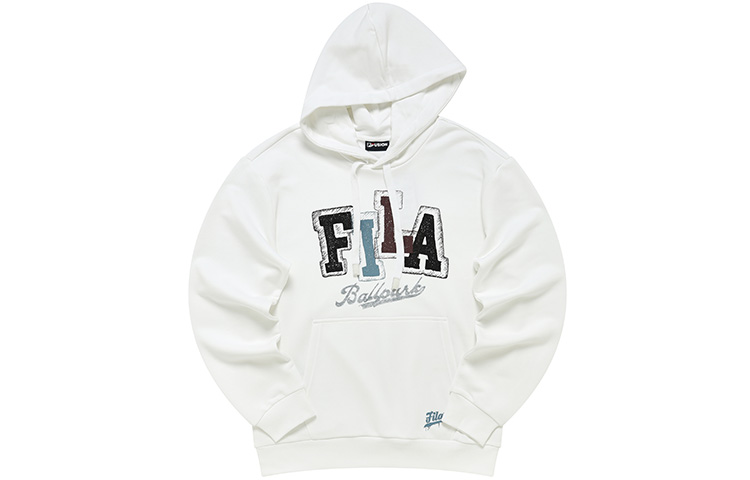 FILA Baseball Series White Knit Hoodie with Minimalist Logo Design T11M242206FWT
