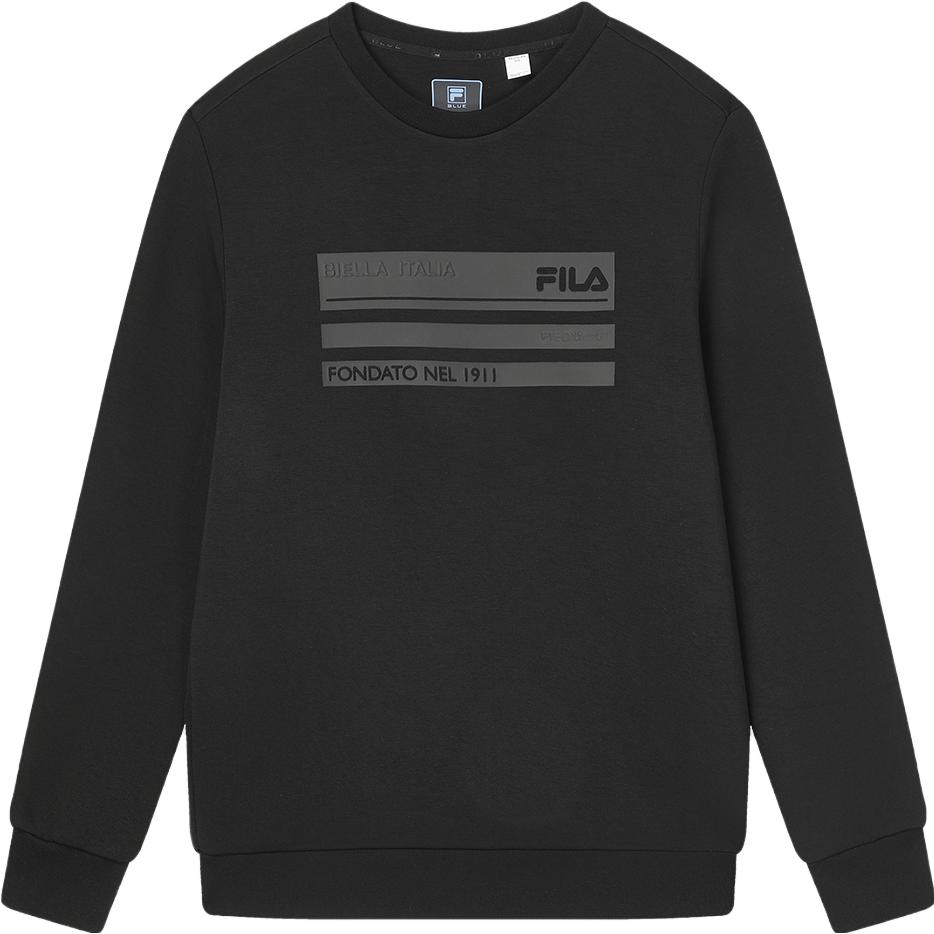 FILA Basic Black Knitted Crewneck Pullover Sweatshirt Casual Style F11M342210F-BK
