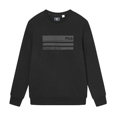 FILA Basic Black Knitted Crewneck Pullover Sweatshirt Casual Style F11M342210F-BK