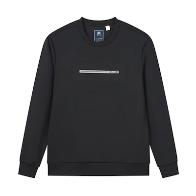 FILA Basic Casual Black Knit Crewneck Pullover Sweatshirt Male F11M212207F-BK