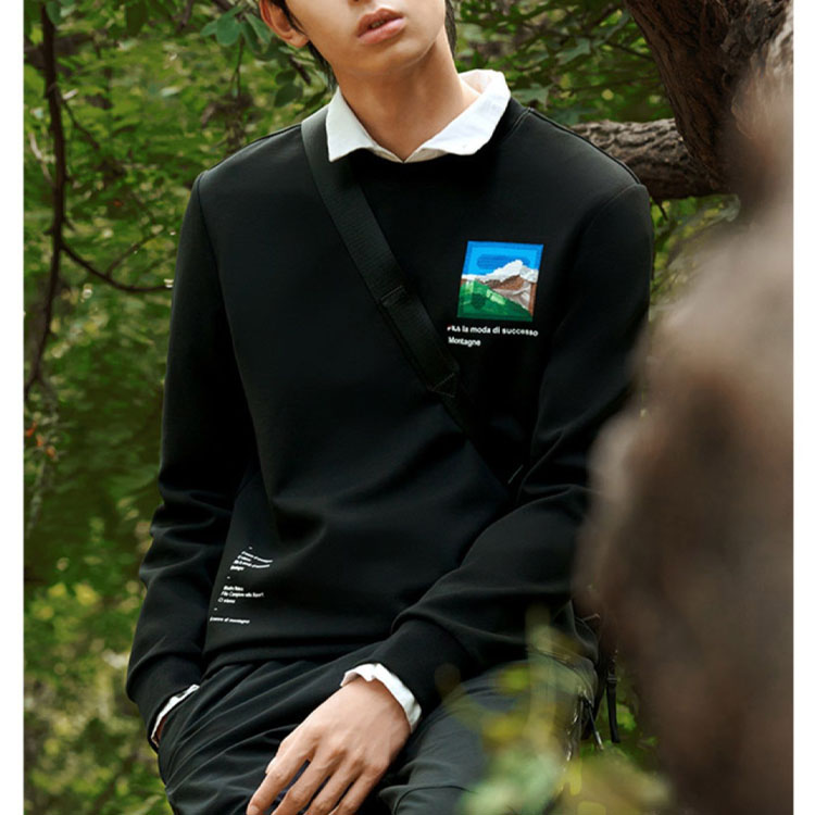 Details for FILA 基本款休閒黑色長袖套頭衫 F11M248212F-BK