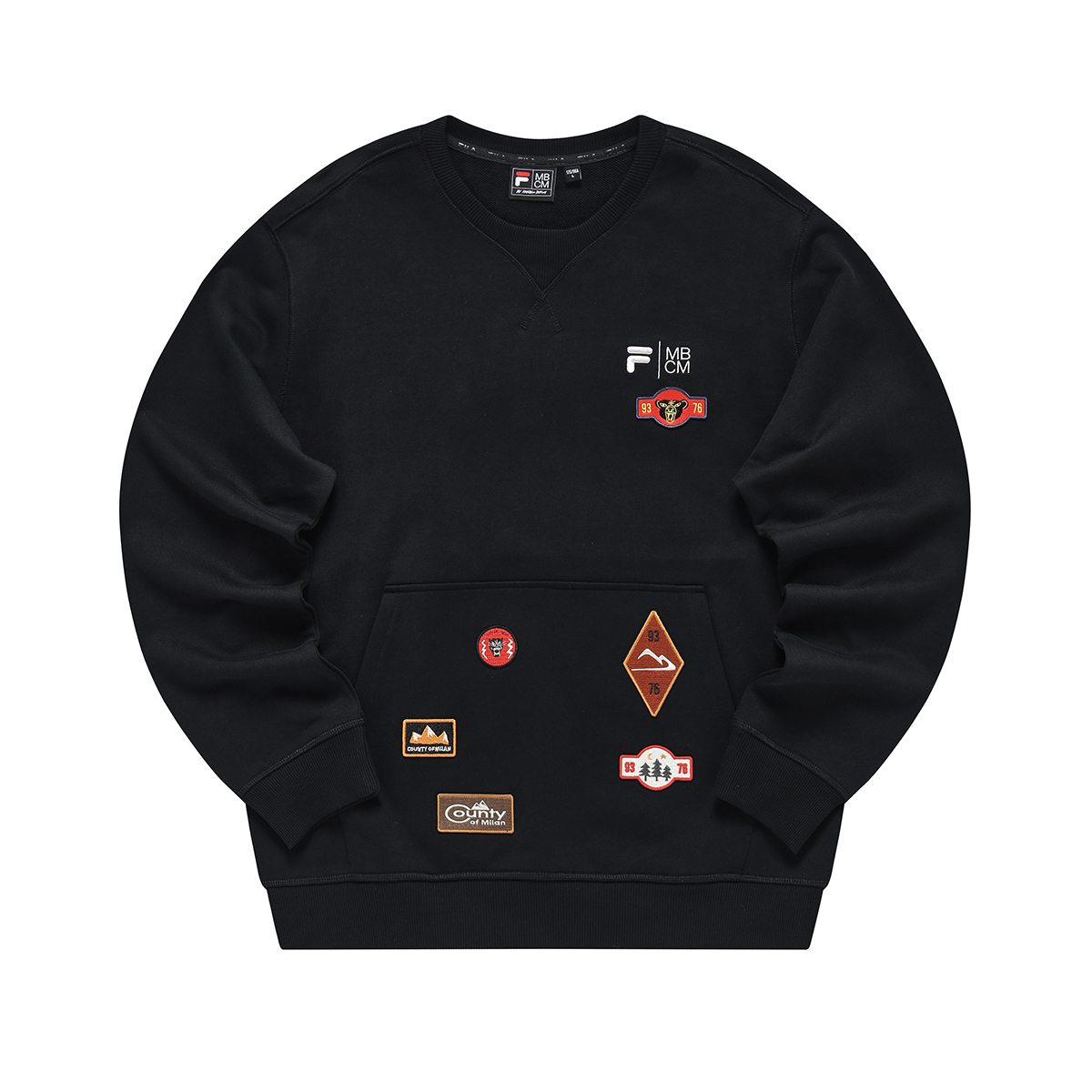 FILA Basic Knit Letter Pullover Sweatshirt in Deep Black T11M319202F-BK