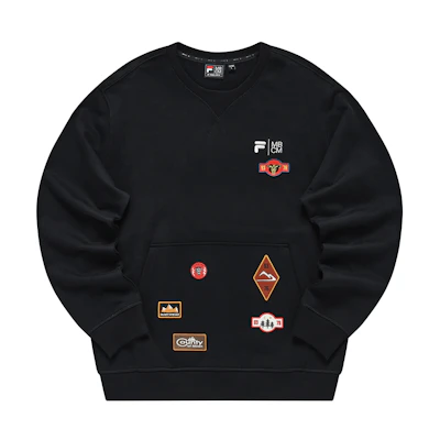 FILA Basic Knit Letter Pullover Sweatshirt in Deep Black T11M319202F-BK