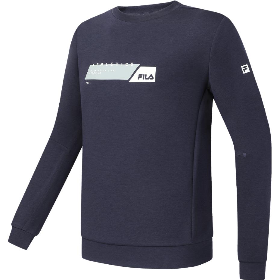 FILA Basic Knit Long-Sleeve Pullover Sweatshirt - Navy Blue A11M341203F-NV