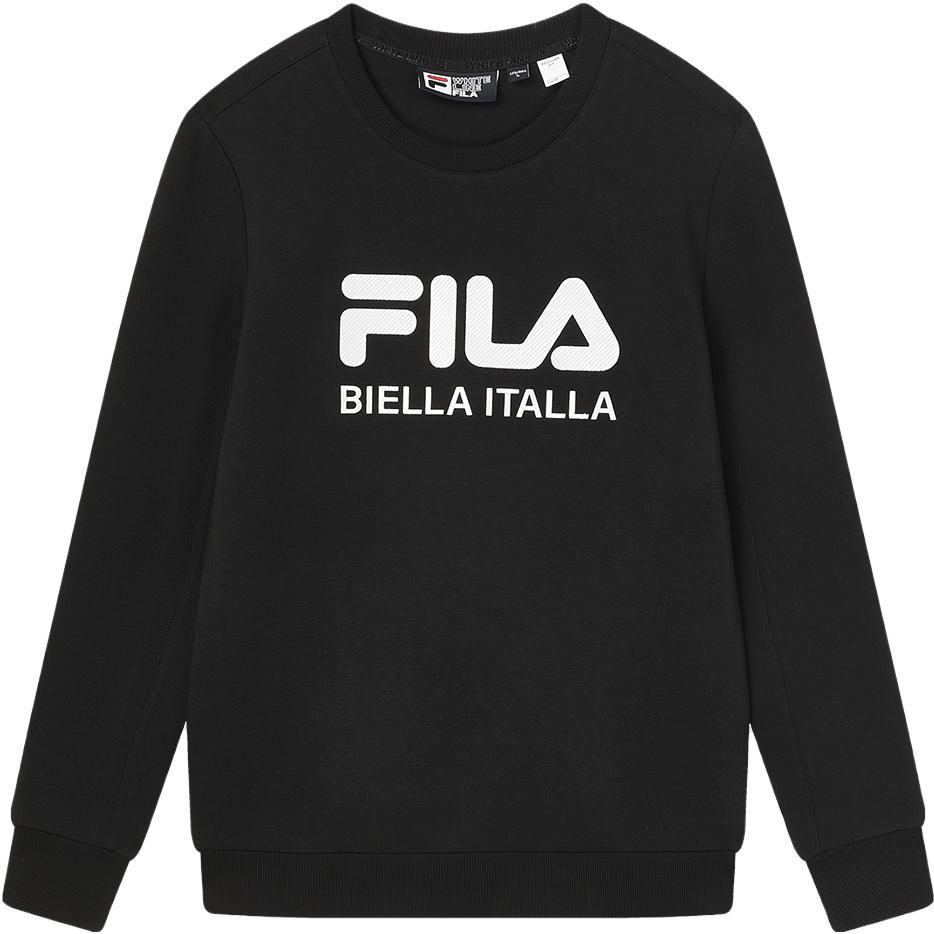 FILA Basic Knit Pullover Sweatshirt Black Casual Crewneck F11M349218F-BK