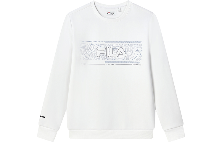 FILA Basic Logo Crewneck Knit Pullover Sweater - Standard White F11M247201FWT